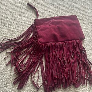Adorable Zara Fringe suede clutch